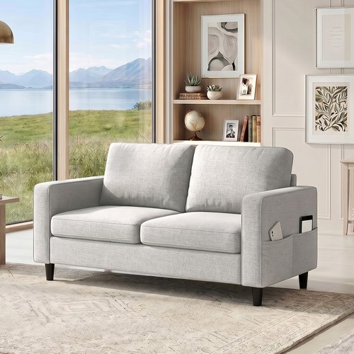 Modern linen loveseat sofa - modern,