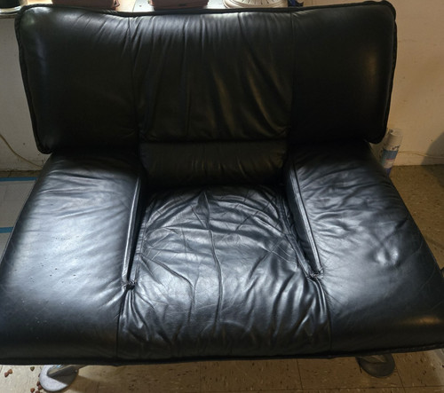Black leather loveseat - black,