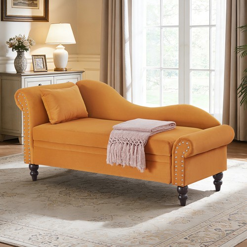 Modern velvet chaise - 64.5'',
