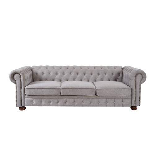 Chesterfield linen seater - linen, 3-seater