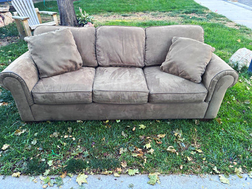 Beige seat sofa rolled - 3-seat, w/