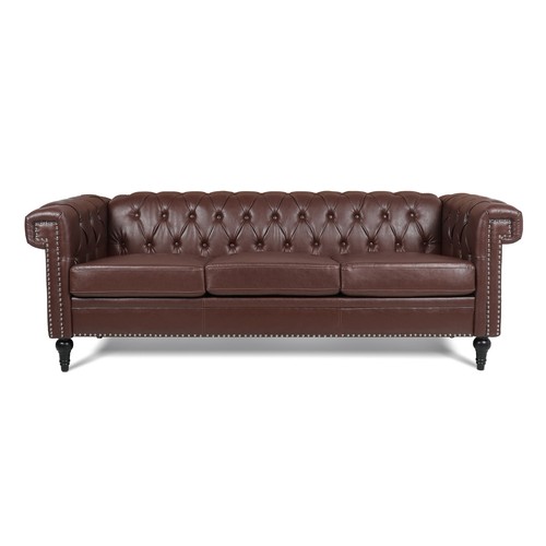 Chesterfield faux leather sofa - faux,